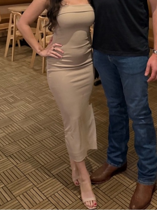 Amazon Dresses & Skirts - Beige Strapless Midi Dress